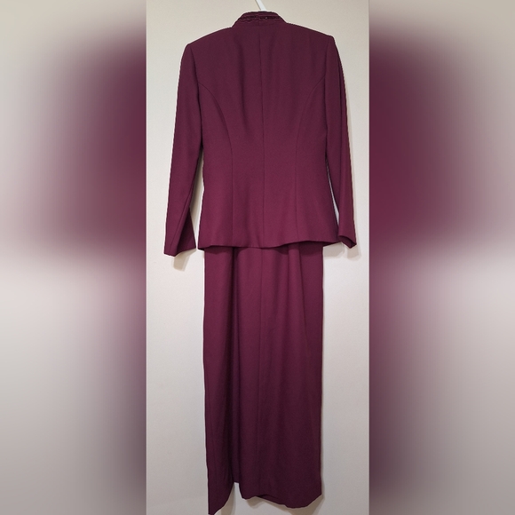 Vintage 90s Alfred Sung sleeveless maxi slit dress with beaded jacket 5/6 - Picture 16 of 16